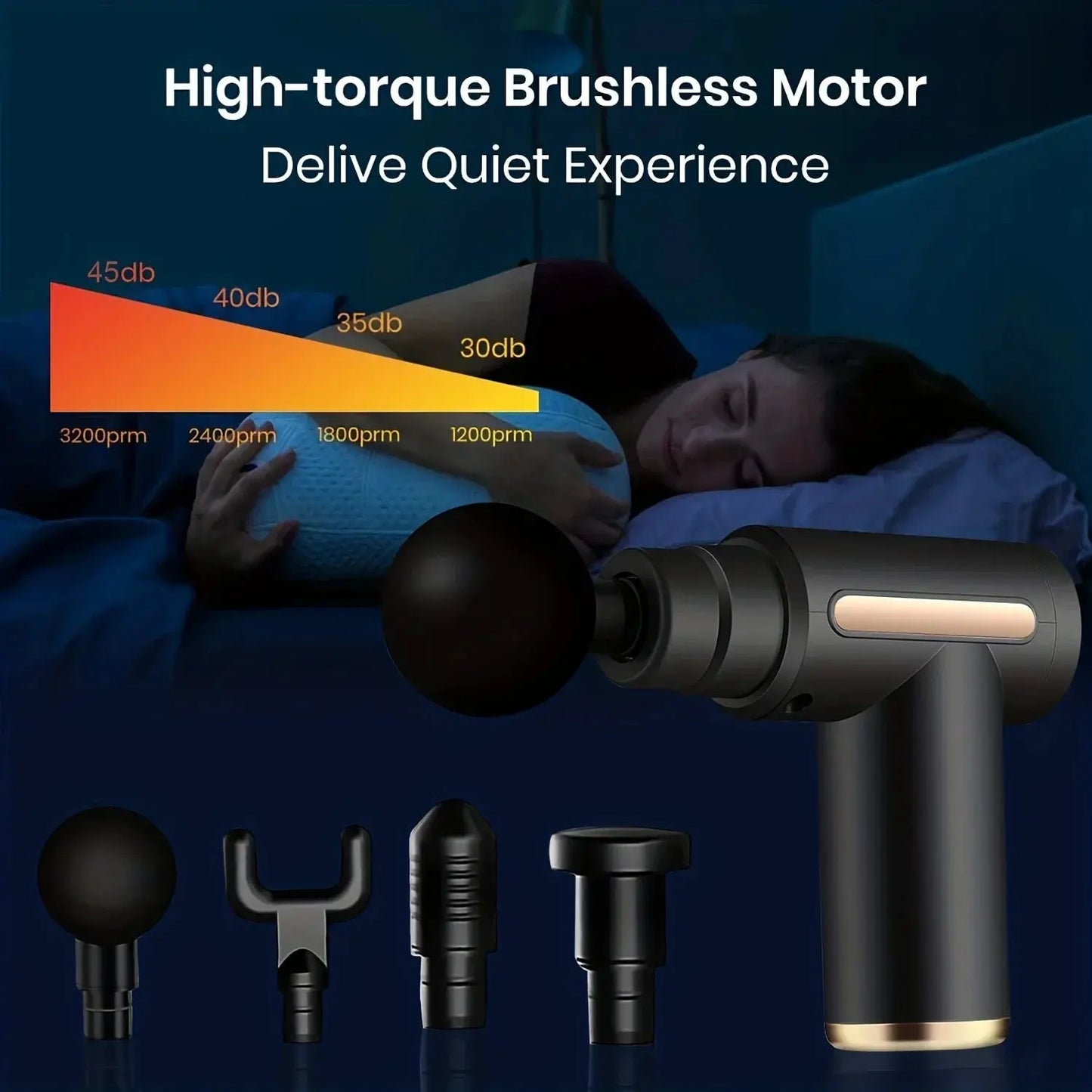 Portable Fascial Massage Gun Electric Percussion Pistol Massager Body Relaxation With LED Touch Screen 4Replaceable Massage Head Soin de la Peau et des Cheveux/Vêtements adultes et enfants/pièces et accessoire Froid et Climatisation