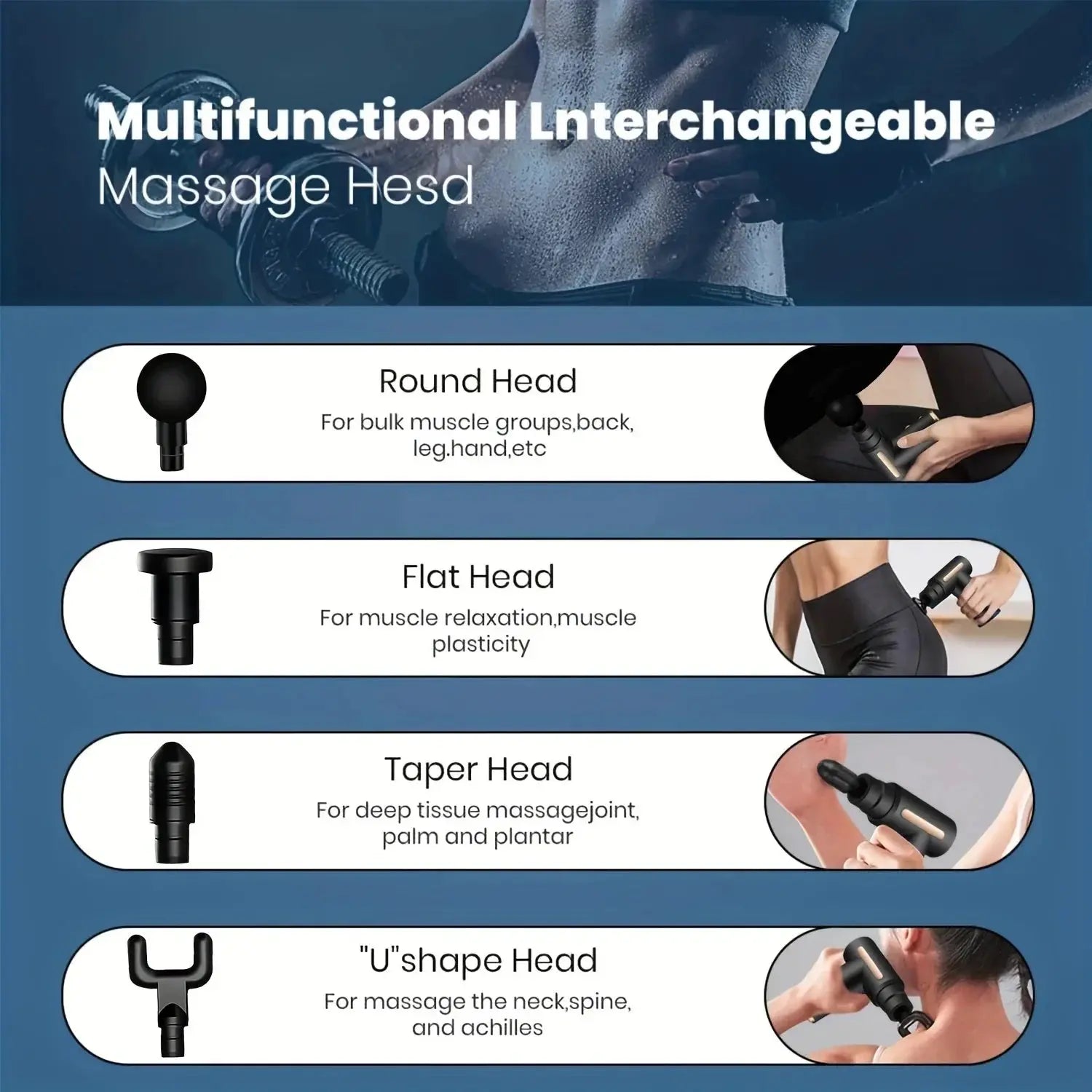 Portable Fascial Massage Gun Electric Percussion Pistol Massager Body Relaxation With LED Touch Screen 4Replaceable Massage Head Soin de la Peau et des Cheveux/Vêtements adultes et enfants/pièces et accessoire Froid et Climatisation